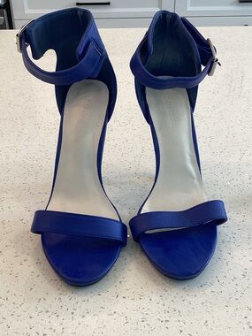 le chateau Cobalt Blue Open-Toe Ankle-Strap Heels